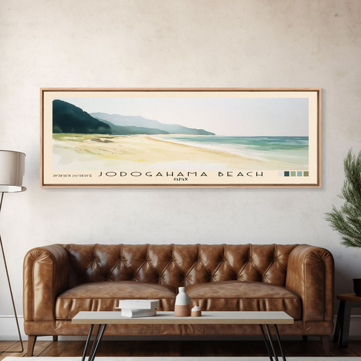 Jodogahama Beach, Japan Watercolor Print, Vacation Gift, Japan Wall Art, Beach Painting, Beach Decor, Beach Or Lakehouse Art