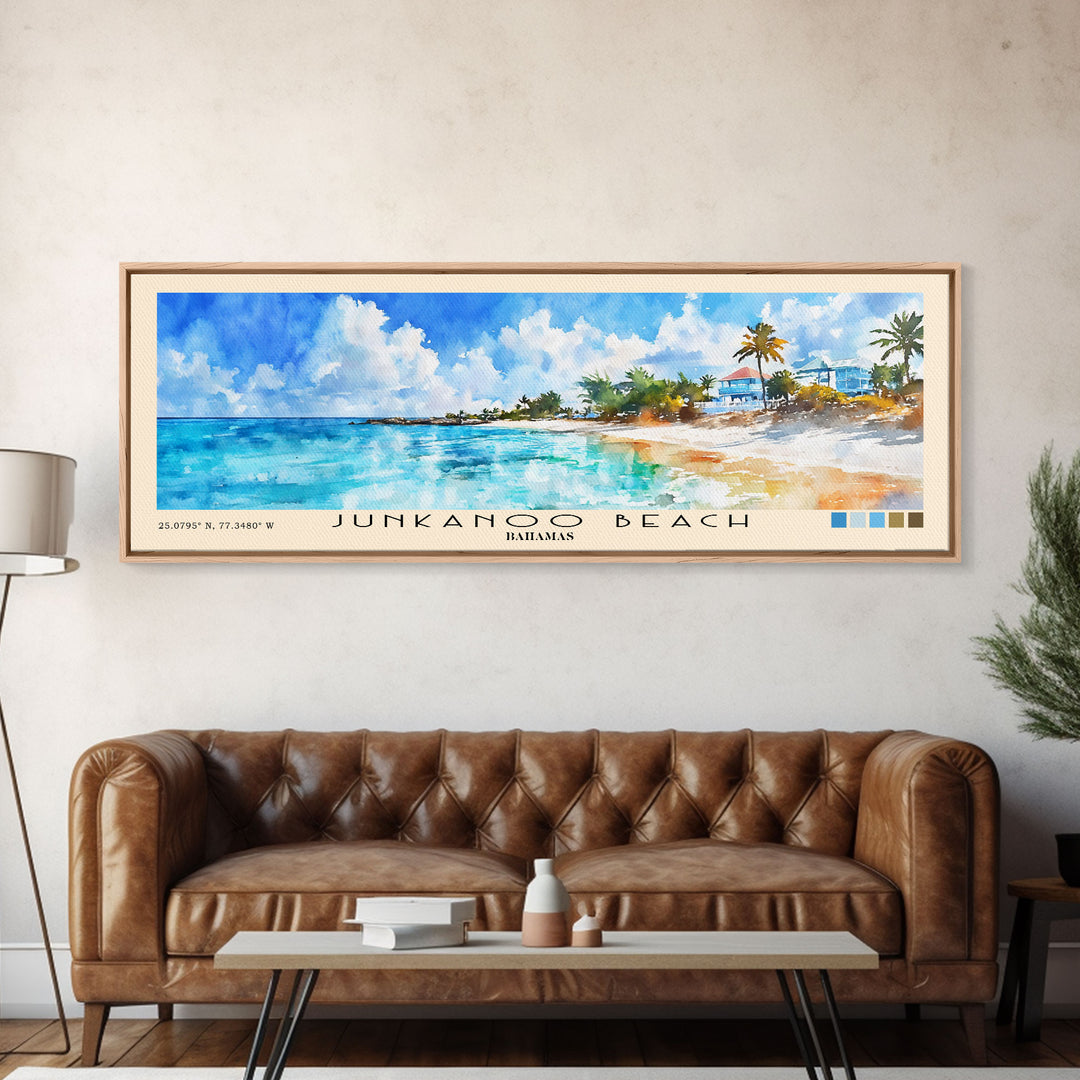 Junkanoo Beach, Bahamas Watercolor Print, Vacation Gift, Bahamas Wall Art, Beach Painting, Beach Decor, Beach Or Lakehouse Art