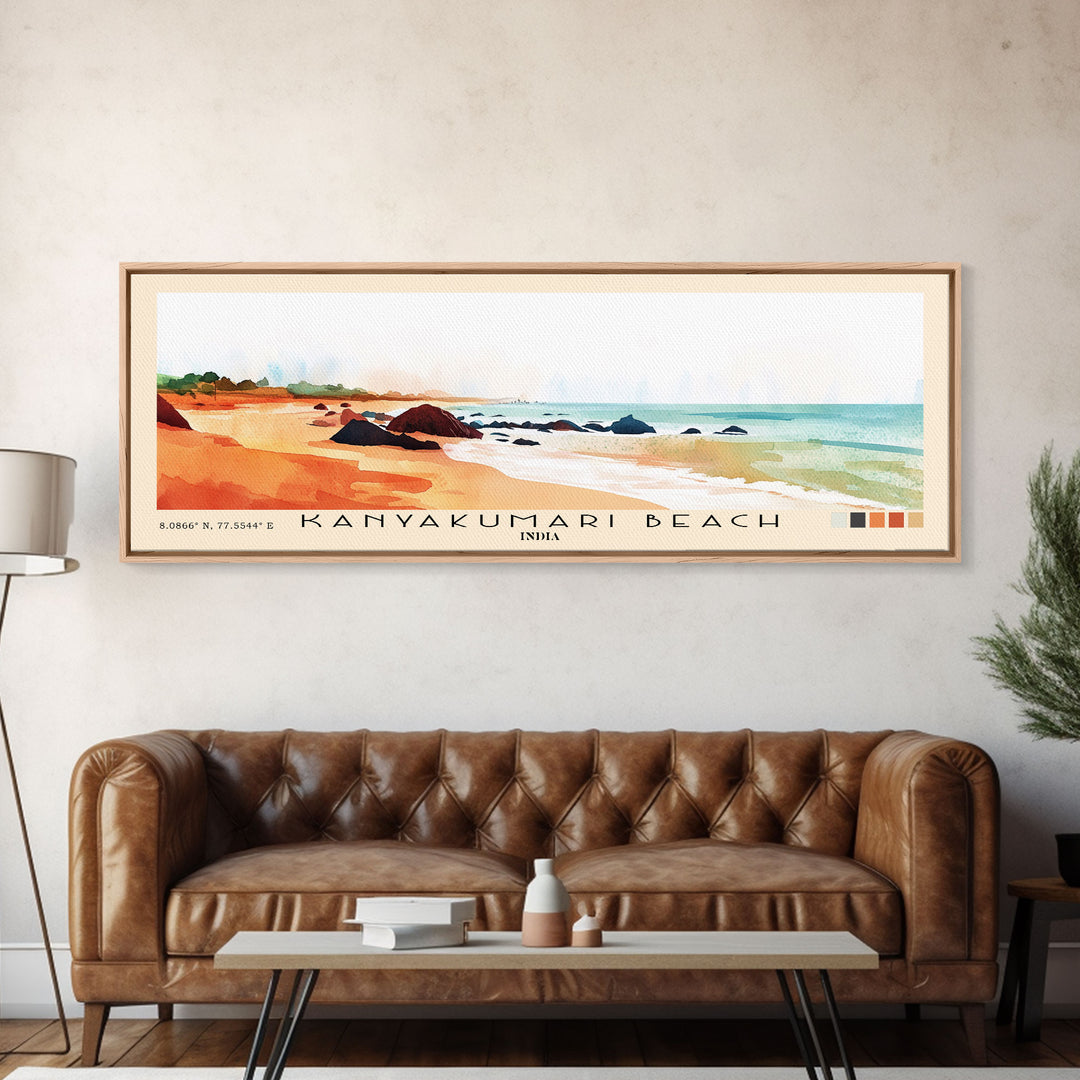Kanyakumari Beach, India Watercolor Print, Vacation Gift, India Wall Art, Vacation Wall Art, Vacatation Memories, Beach Decor, Beach Or Lakehouse Art