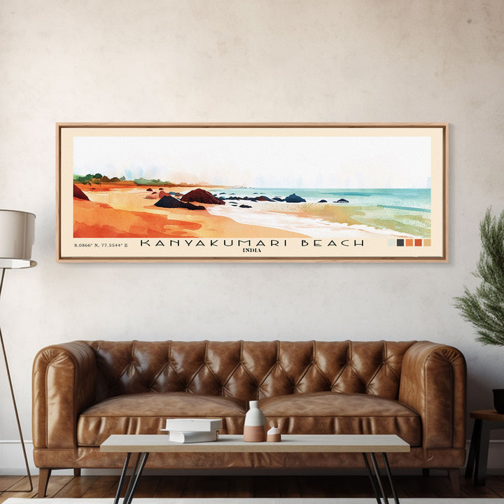 Kanyakumari Beach, India Watercolor Print, Vacation Gift, India Wall Art, Vacation Wall Art, Vacatation Memories, Beach Decor, Beach Or Lakehouse Art