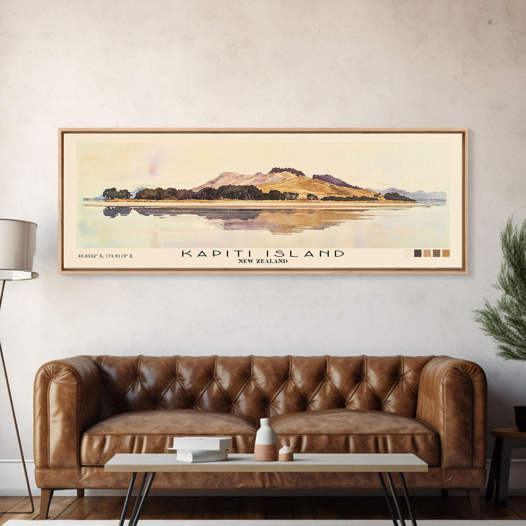Kapiti Island, New Zealand Watercolor Print, Vacation Gift, New Zealand Wall Art, Beach Painting, Beach Decor, Beach Or Lakehouse Art