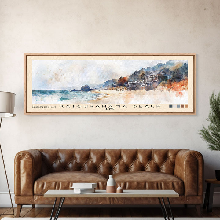 Katsurahama Beach, Japan Watercolor Print, Vacation Gift, Japan Wall Art, Vacation Wall Art, Vacatation Memories, Beach Decor, Beach Or Lakehouse Art