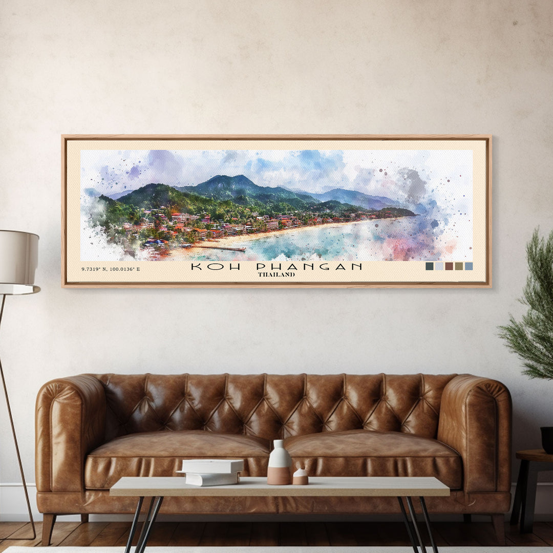 Koh Phangan, Thailand Watercolor Print, Vacation Gift, Thailand Wall Art, Beach Painting, Beach Decor, Beach Or Lakehouse Art