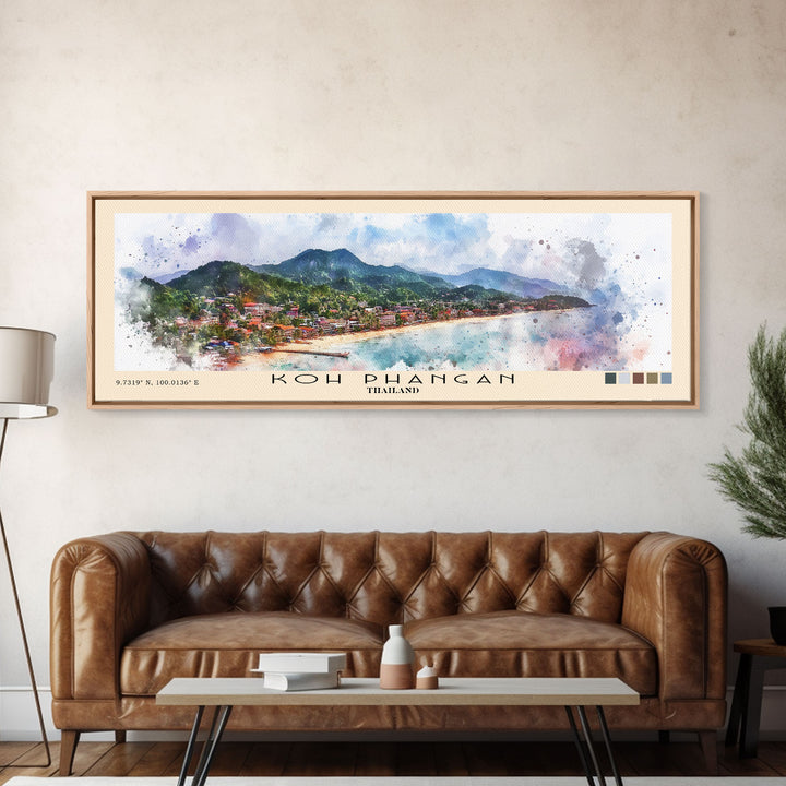 Koh Phangan, Thailand Watercolor Print, Vacation Gift, Thailand Wall Art, Beach Painting, Beach Decor, Beach Or Lakehouse Art