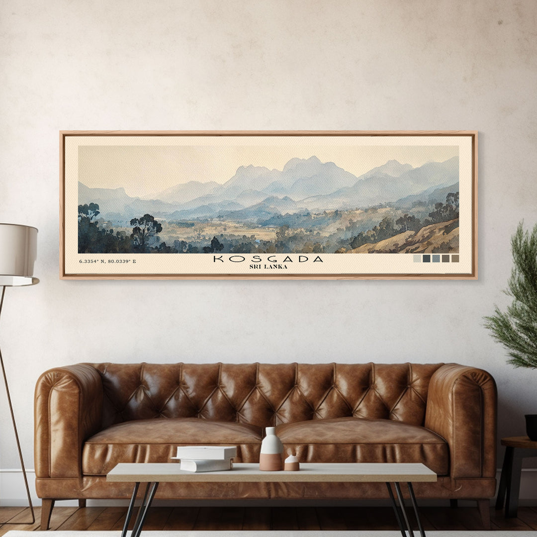 Kosgada, Sri Lanka Watercolor Print, Vacation Gift, Sri Lanka Wall Art, Beach Painting, Beach Decor, Large Wall Art, Wood Frame Art