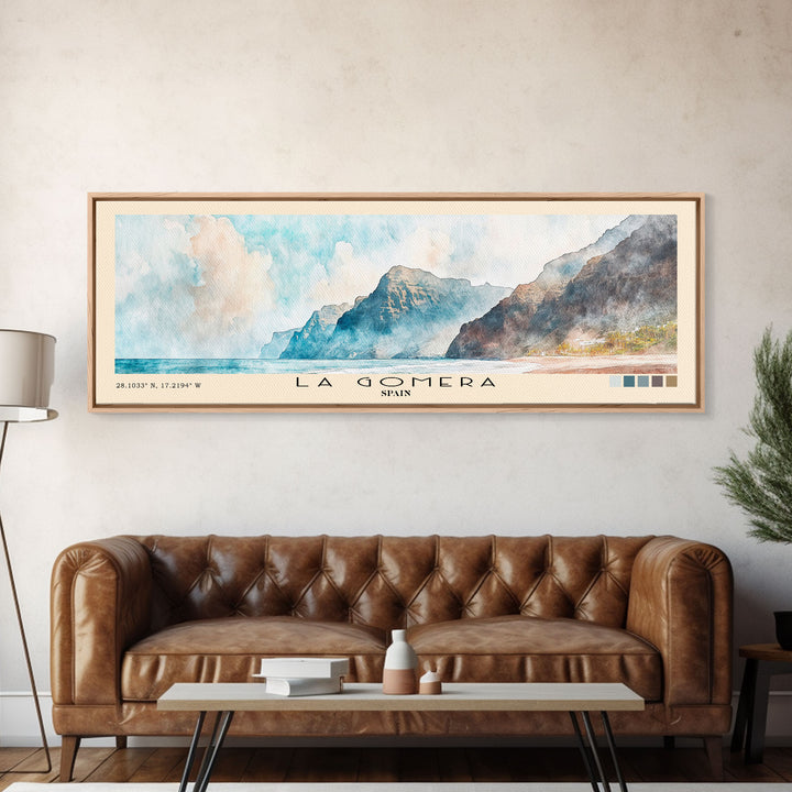 La Gomera, Spain Watercolor Print, Vacation Gift, Spain Wall Art, Vacation Wall Art, Vacatation Memories, Beach Decor, Beach Or Lakehouse Art