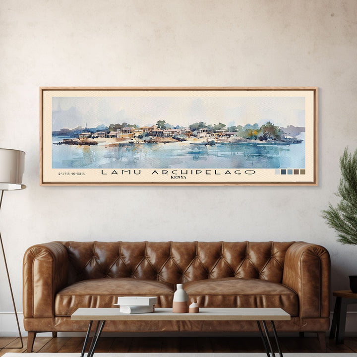 Lamu Archipelago, Kenya Watercolor Print, Vacation Gift, Kenya Wall Art, Beach Painting, Beach Decor, Beach Or Lakehouse Art