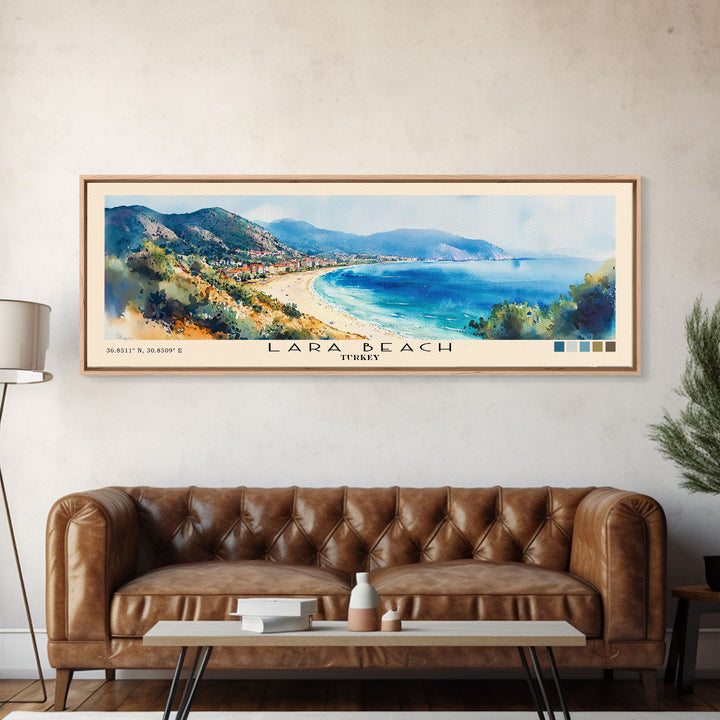 Lara Beach, Turkey Watercolor Print, Vacation Gift, Turkey Wall Art, Beach Painting, Beach Decor, Beach Or Lakehouse Art