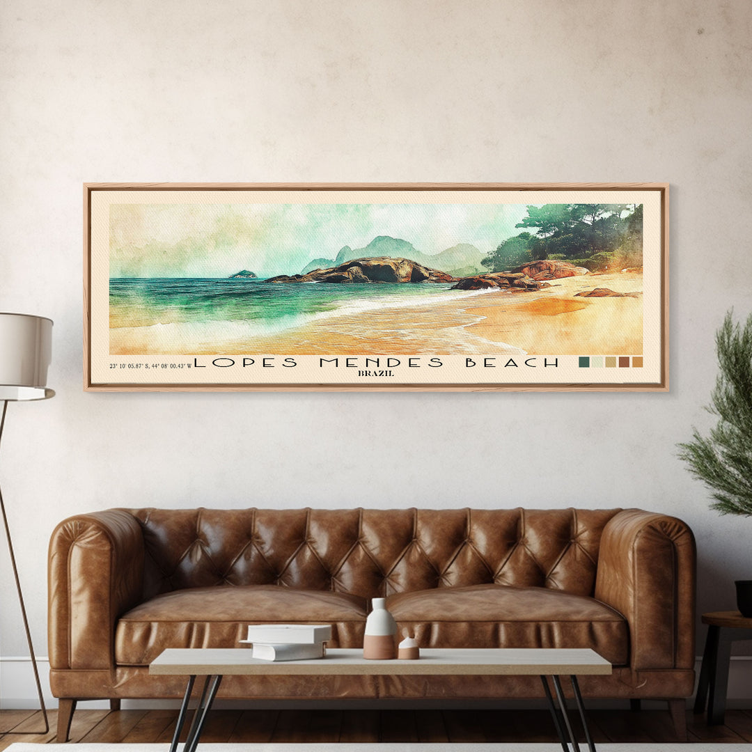 Lopes Mendes Beach, Brazil Watercolor Print, Vacation Gift, Brazil Wall Art, Beach Painting, Beach Decor, Beach Or Lakehouse Art