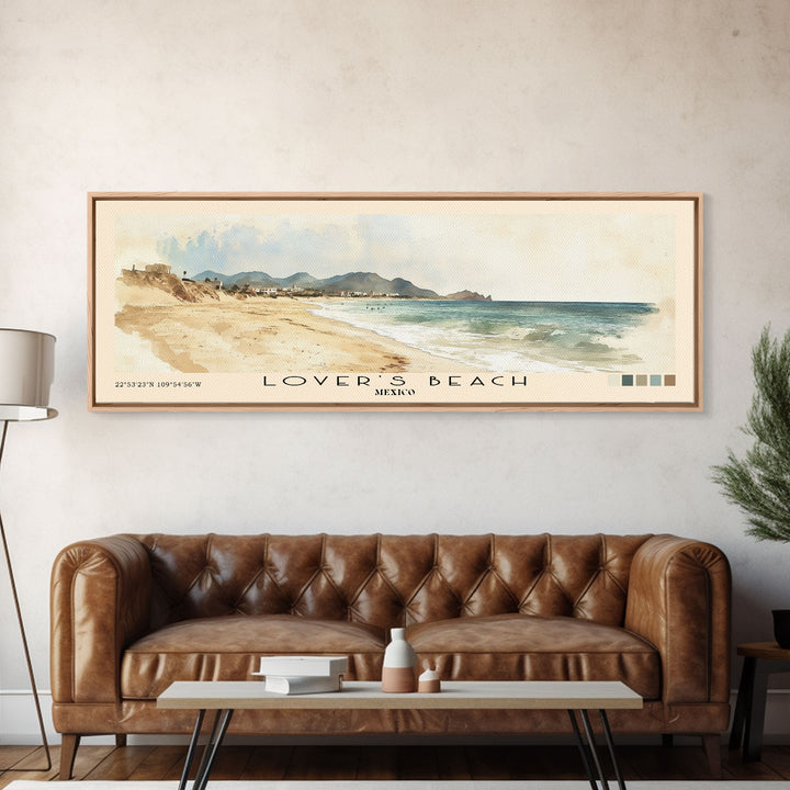 Lover’s Beach, Mexico Watercolor Print, Vacation Gift, Mexico Wall Art, Beach Painting, Beach Decor, Beach Or Lakehouse Art