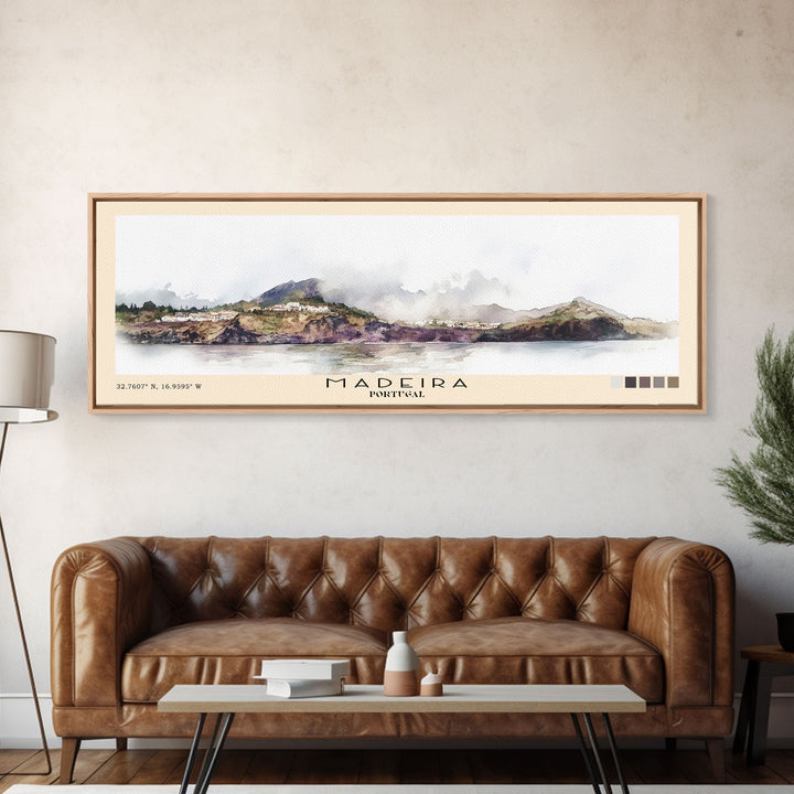 Madeira, Portugal Watercolor Beach Print, Vacation Gift, Portugal Wall Art, Beach Painting, Beach Decor, Beach Painting