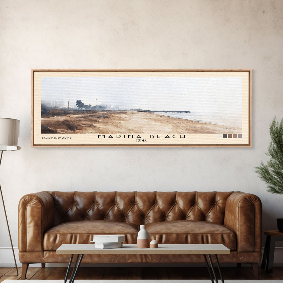 Marina Beach, India Watercolor Print, Vacation Gift, India Wall Art, Vacation Wall Art, Vacatation Memories, Beach Decor, Beach Or Lakehouse Art