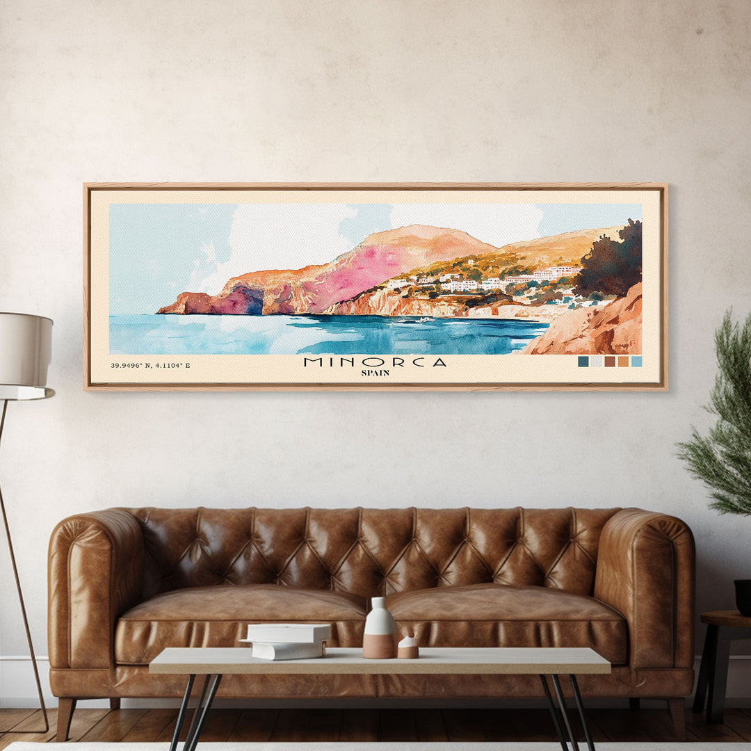 Minorca, Spain Watercolor Print, Vacation Gift, Spain Wall Art, Beach Painting, Beach Decor, Beach Or Lakehouse Art