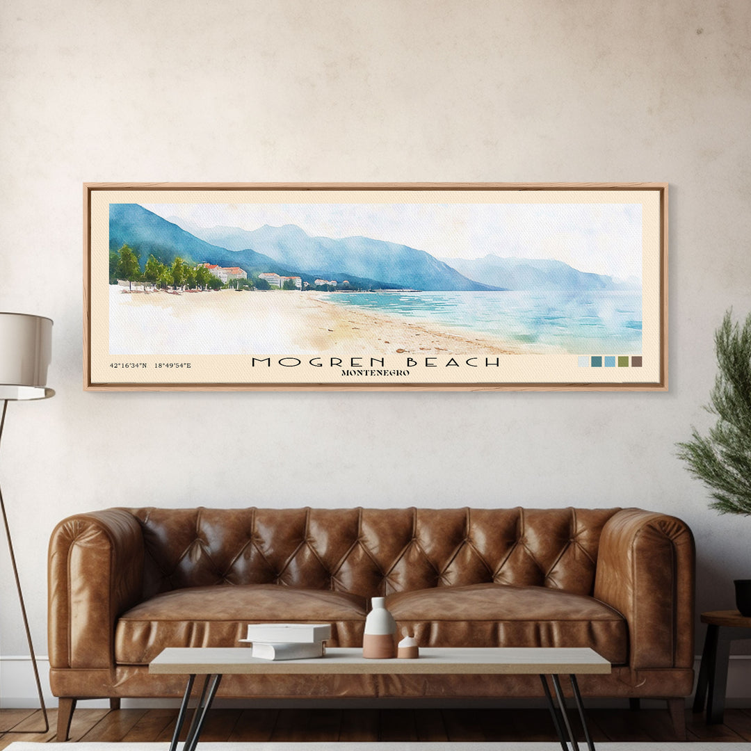 Mogren Beach, Montenegro Watercolor Beach Print, Vacation Gift, Montenegro Wall Art, Beach Painting, Beach Decor, Beach Painting