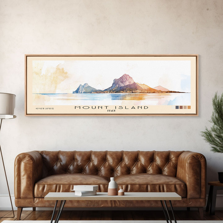 Mount island, Italy Watercolor Print, Vacation Gift, Italy Wall Art, Vacation Wall Art, Vacatation Memories, Beach Decor, Beach Or Lakehouse Art