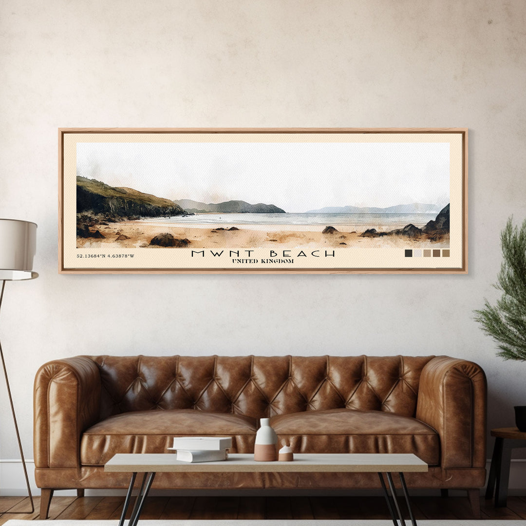 Mwnt Beach, United Kingdom Watercolor Print, Vacation Gift, United Kingdom Wall Art, Beach Painting, Beach Decor, Beach Or Lakehouse Art