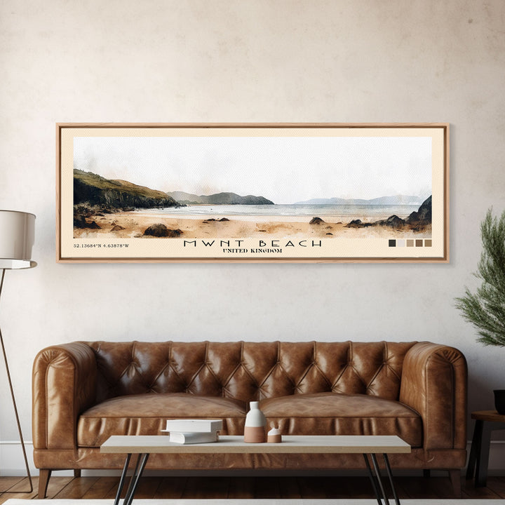 Mwnt Beach, United Kingdom Watercolor Print, Vacation Gift, United Kingdom Wall Art, Beach Painting, Beach Decor, Beach Or Lakehouse Art