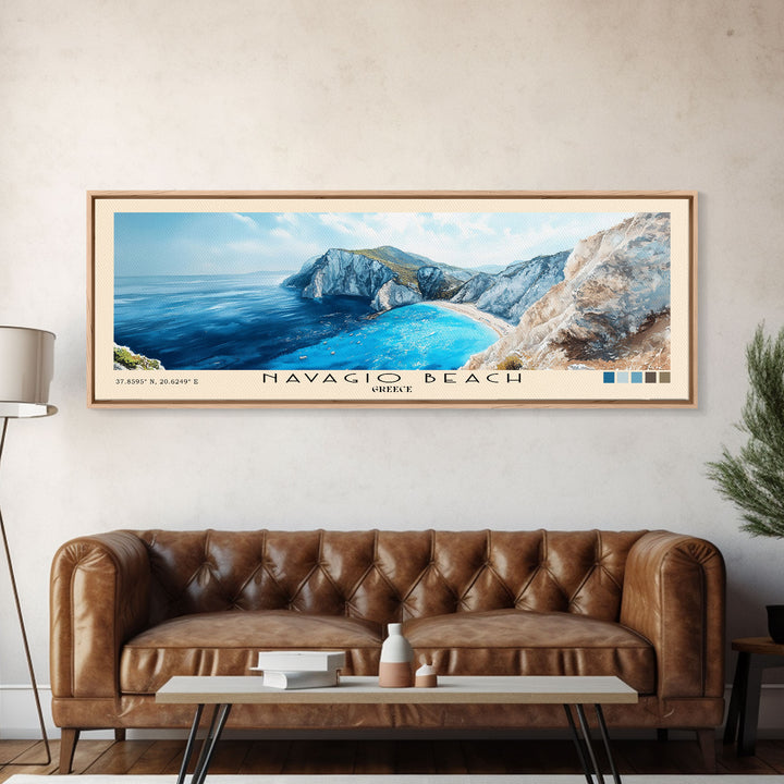 Navagio Beach, Greece Watercolor Print, Vacation Gift, Greece Wall Art, Beach Painting, Beach Decor, Beach Or Lakehouse Art