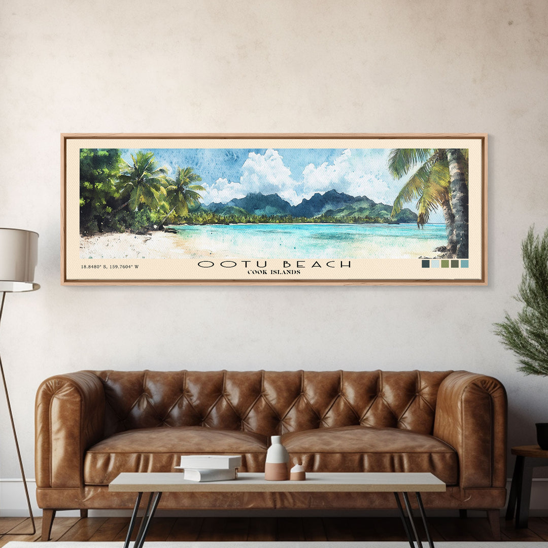 Ootu Beach, Cook Islands Watercolor Print, Vacation Gift, Cook Islands Wall Art, Vacation Wall Art, Vacatation Memories, Beach Decor, Beach Or Lakehouse Art