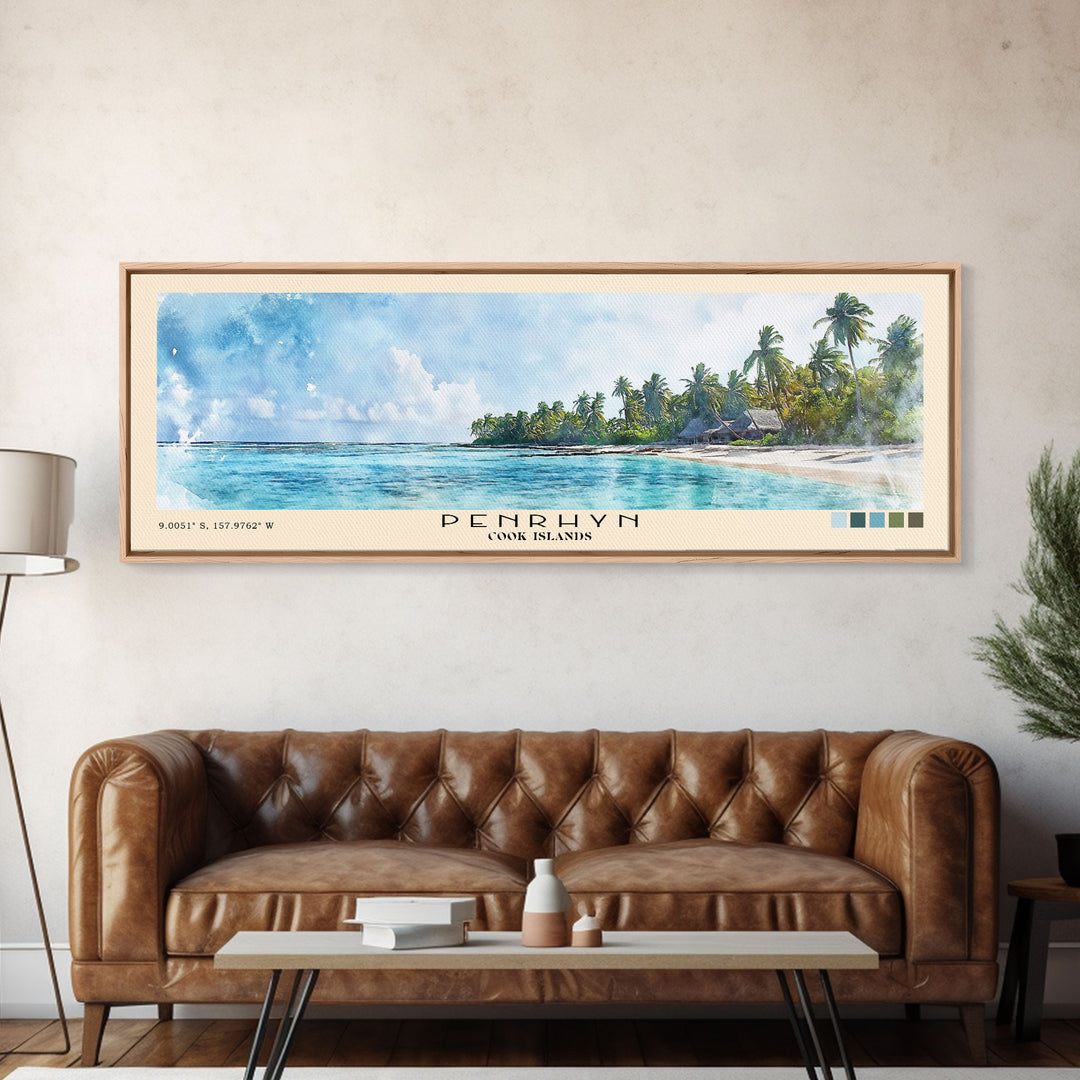 Penrhyn, Cook Islands Watercolor Print, Vacation Gift, Cook Islands Wall Art, Beach Painting, Beach Decor, Beach Or Lakehouse Art