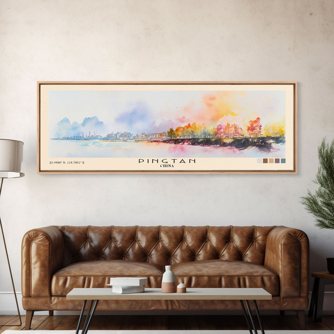 Pingtan, China Watercolor Print, Vacation Gift, China Wall Art, Beach Painting, Beach Decor, Beach Or Lakehouse Art