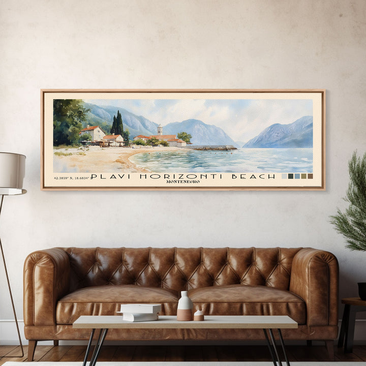 Plavi Horizonti Beach, Montenegro Watercolor Print, Vacation Gift, Montenegro Wall Art, Vacation Wall Art, Vacatation Memories, Beach Decor, Beach Or Lakehouse Art
