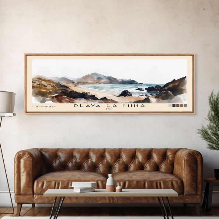 Playa La Mina, Peru Watercolor Print, Vacation Gift, Peru Wall Art, Beach Painting, Beach Decor, Beach Or Lakehouse Art