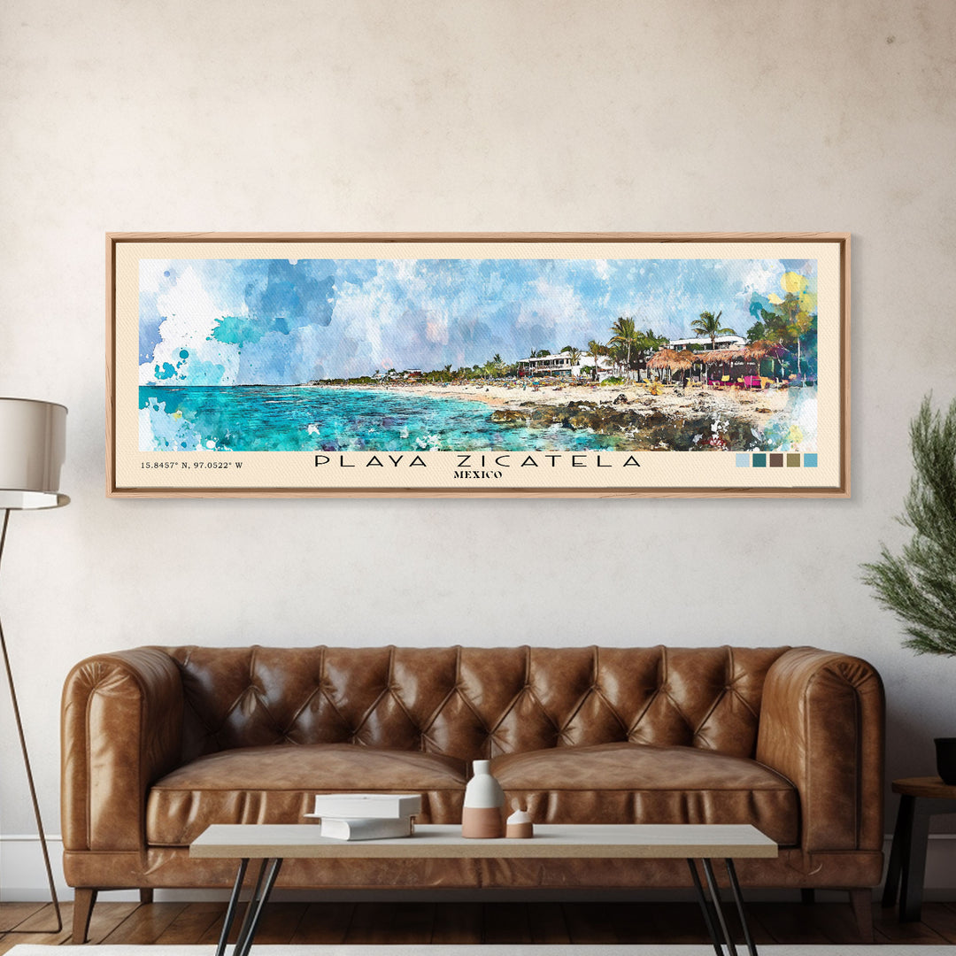Playa Zicatela, Mexico Watercolor Print, Vacation Gift, Mexico Wall Art, Vacation Wall Art, Vacatation Memories, Beach Decor, Beach Or Lakehouse Art