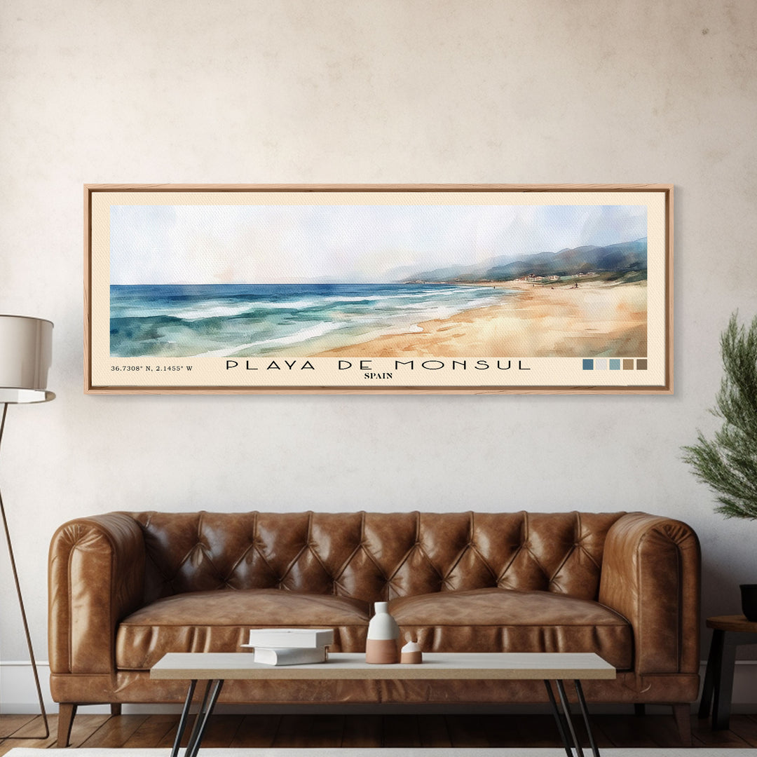 Playa de Monsul, Spain Watercolor Print, Vacation Gift, Spain Wall Art, Beach Painting, Beach Decor, Beach Or Lakehouse Art