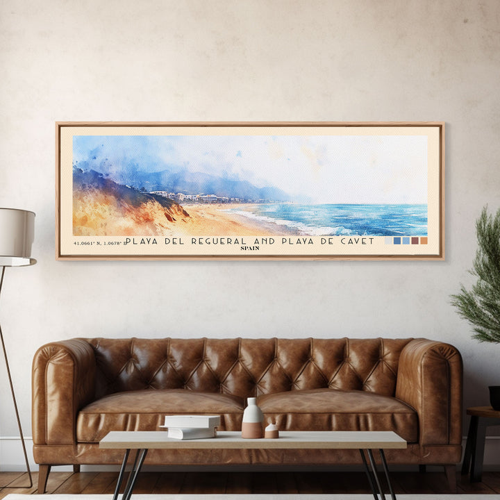 Playa del Regueral and Playa de Cavet, Spain Watercolor Print, Vacation Gift, Spain Wall Art, Vacation Wall Art, Vacatation Memories, Beach Decor, Beach Or Lakehouse Art