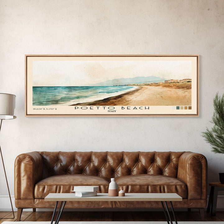 Poetto Beach, Italy Watercolor Beach Print, Vacation Gift, Italy Wall Art, Beach Painting, Beach Decor, Beach Painting