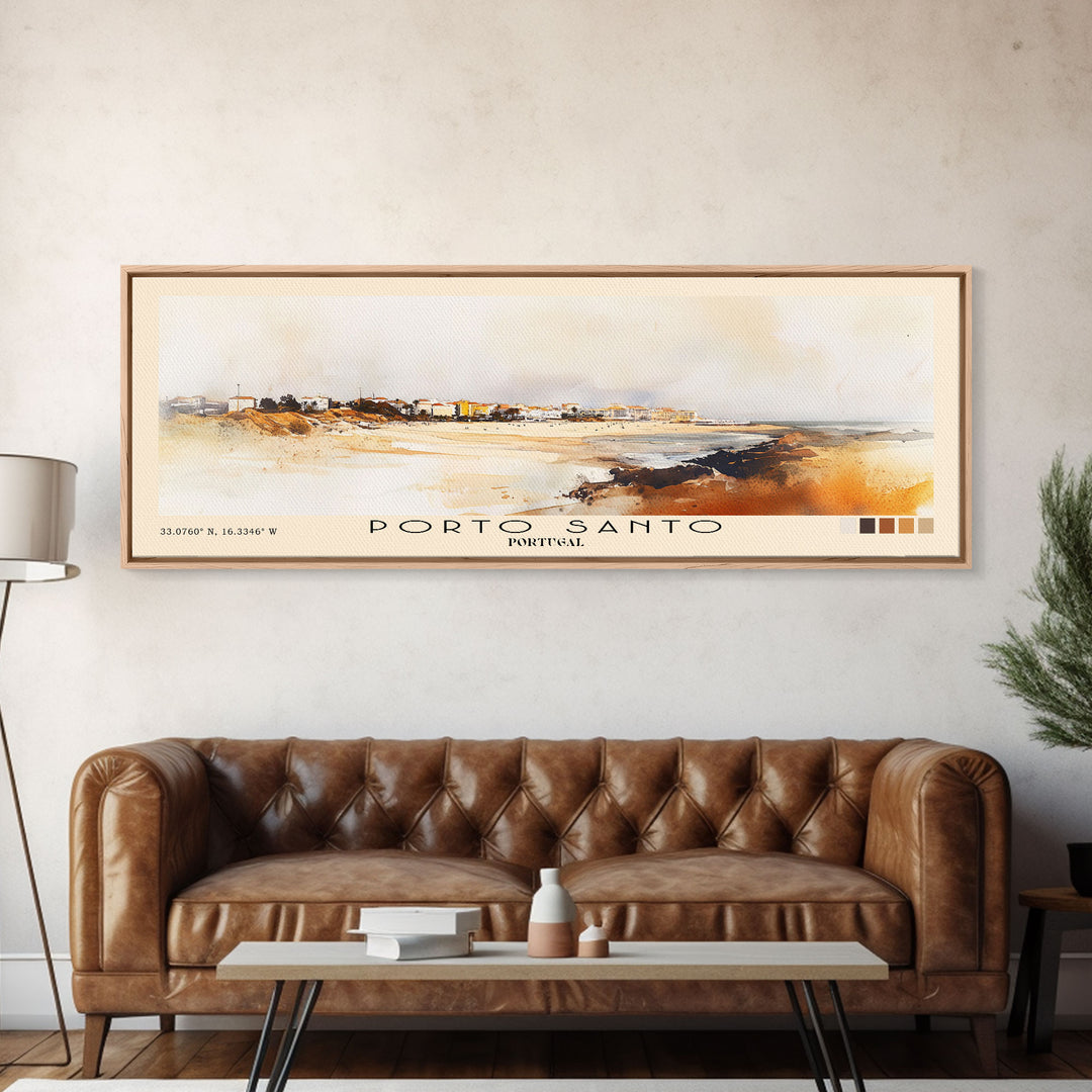 Porto Santo, Portugal Watercolor Print, Vacation Gift, Portugal Wall Art, Beach Painting, Beach Decor, Beach Or Lakehouse Art