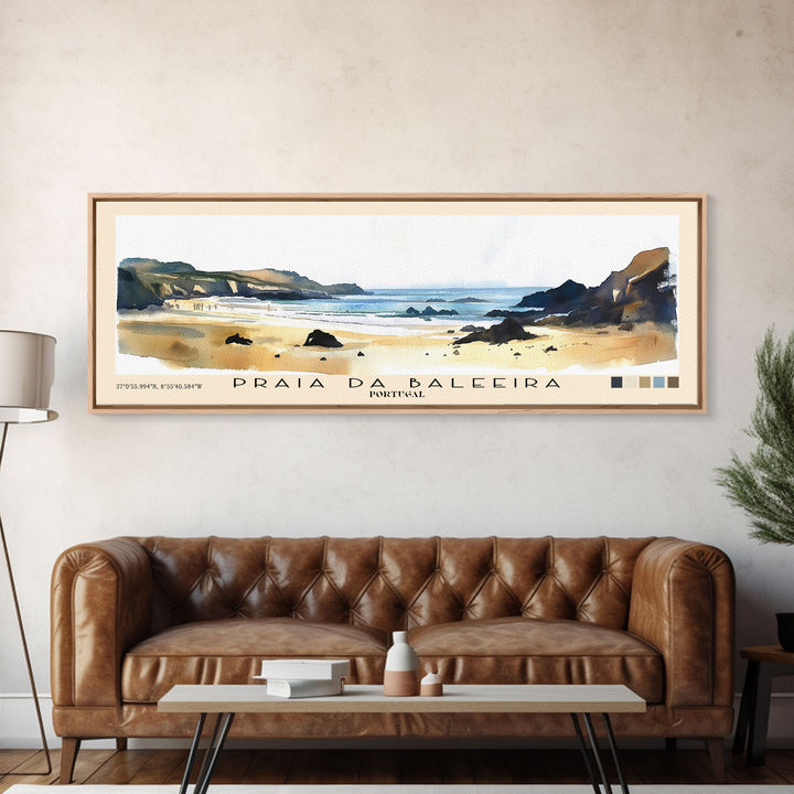 Praia da Baleeira, Portugal Watercolor Print, Vacation Gift, Portugal Wall Art, Beach Painting, Beach Decor, Beach Or Lakehouse Art