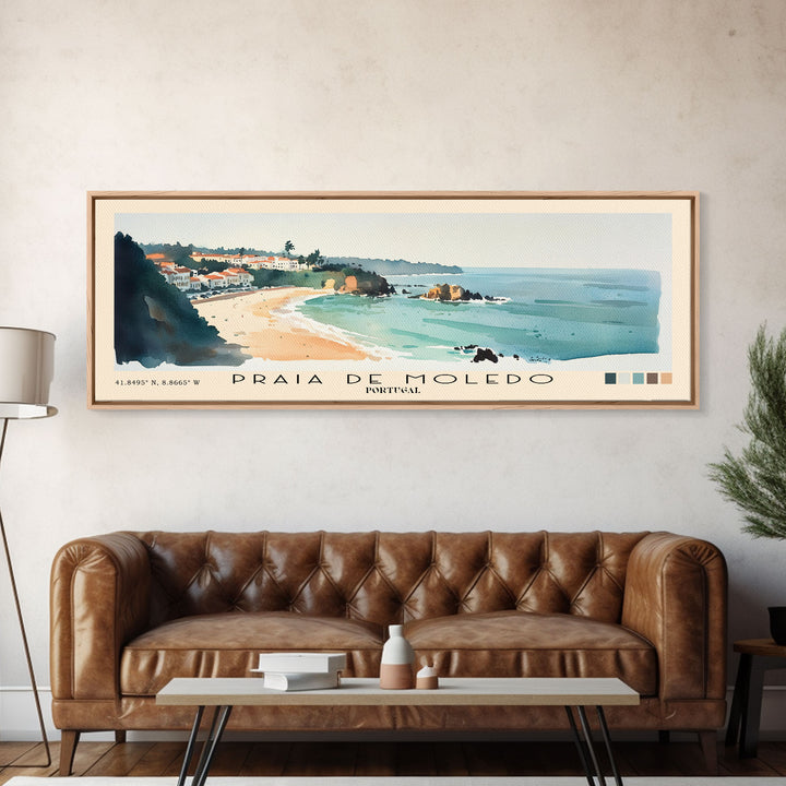 Praia de Moledo, Portugal Watercolor Beach Print, Vacation Gift, Portugal Wall Art, Beach Painting, Beach Decor, Beach Painting