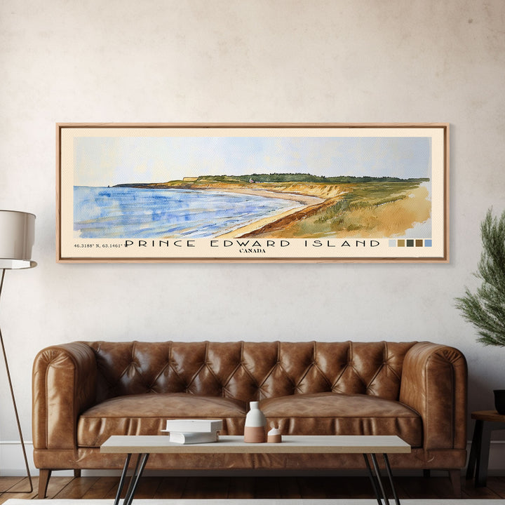 Prince Edward Island, Canada Watercolor Print, Vacation Gift, Canada Wall Art, Beach Painting, Beach Decor, Large Wall Art, Wood Frame Art