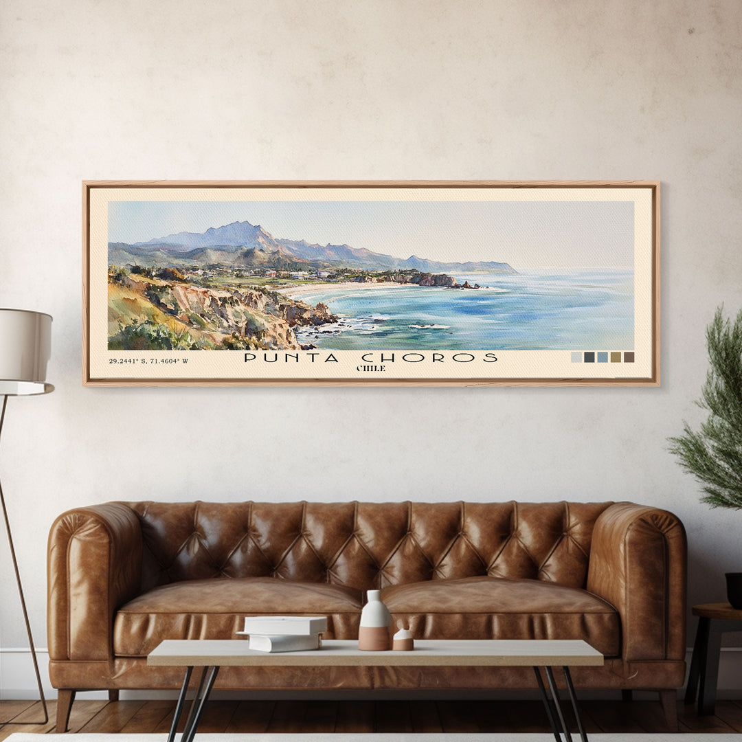 Punta Choros, Chile Watercolor Print, Vacation Gift, Chile Wall Art, Beach Painting, Beach Decor, Large Wall Art, Wood Frame Art
