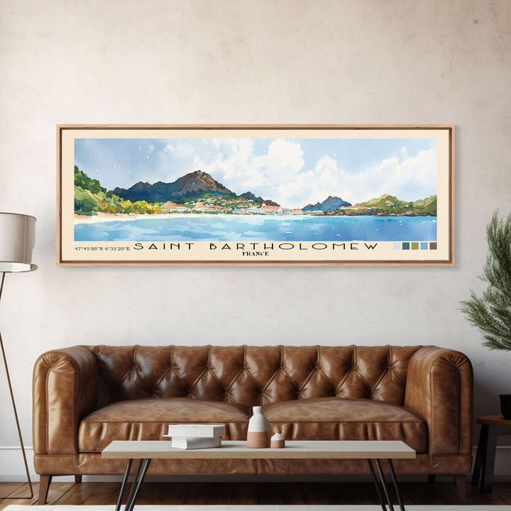 Saint Bartholomew, France Watercolor Print, Vacation Gift, France Wall Art, Beach Painting, Beach Decor, Beach Or Lakehouse Art