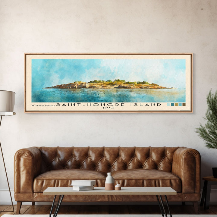 Saint-Honoré Island, France Watercolor Print, Vacation Gift, France Wall Art, Beach Painting, Beach Decor, Beach Or Lakehouse Art