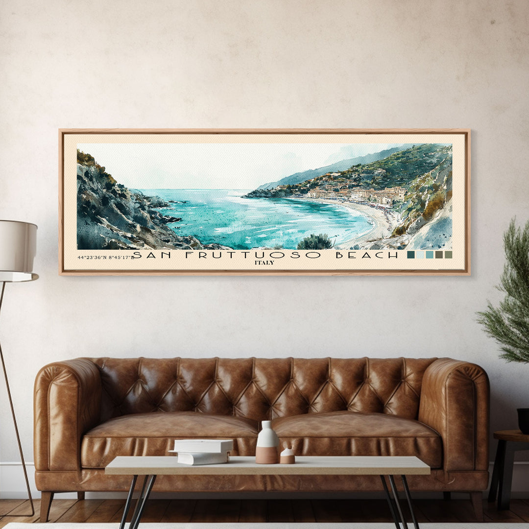 San Fruttuoso Beach, Italy Watercolor Print, Vacation Gift, Italy Wall Art, Vacation Wall Art, Vacatation Memories, Beach Decor, Beach Or Lakehouse Art