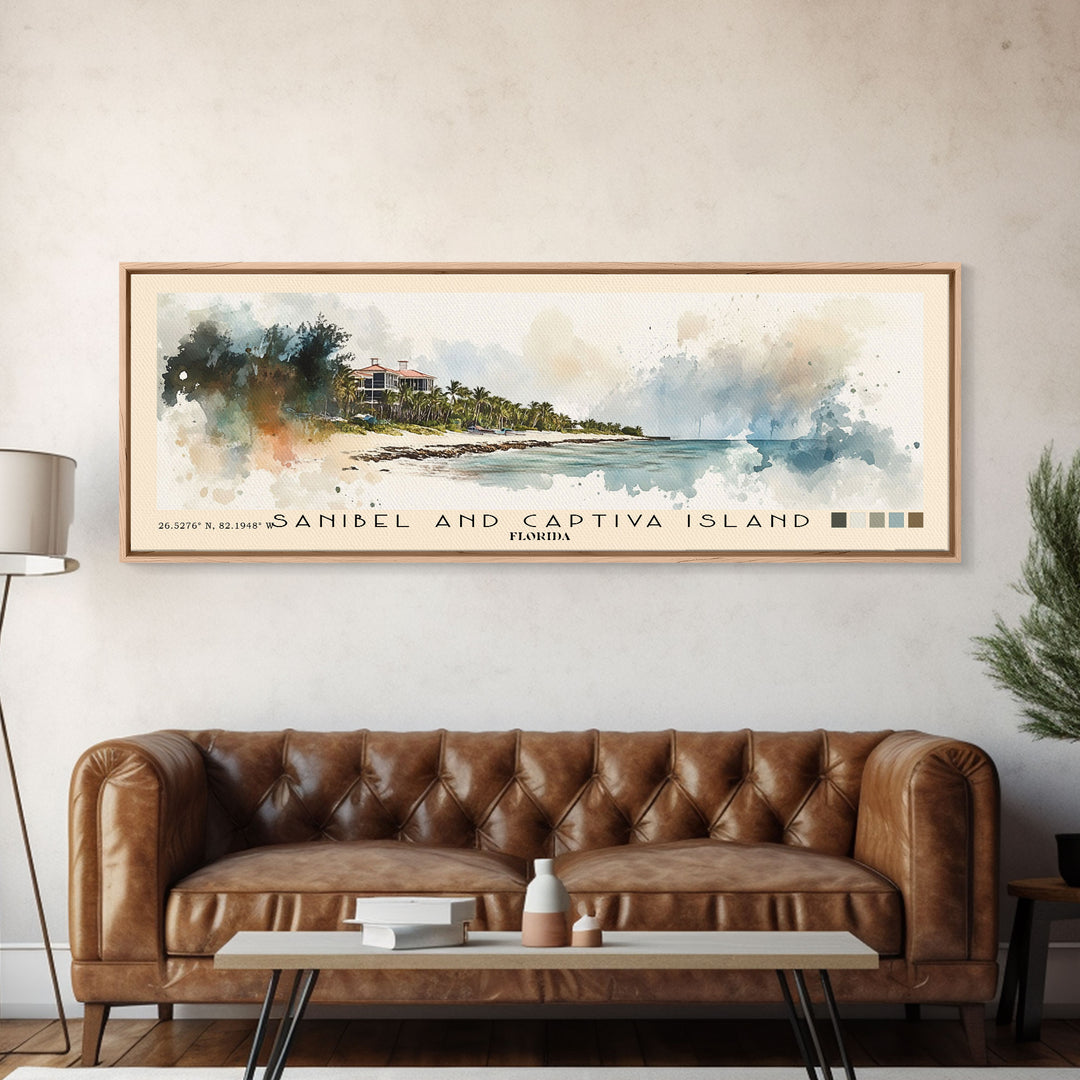 Sanibel and Captiva Island, Florida Watercolor Beach Print, Vacation Gift, Florida Wall Art, Beach Painting, Beach Decor, Beach Painting
