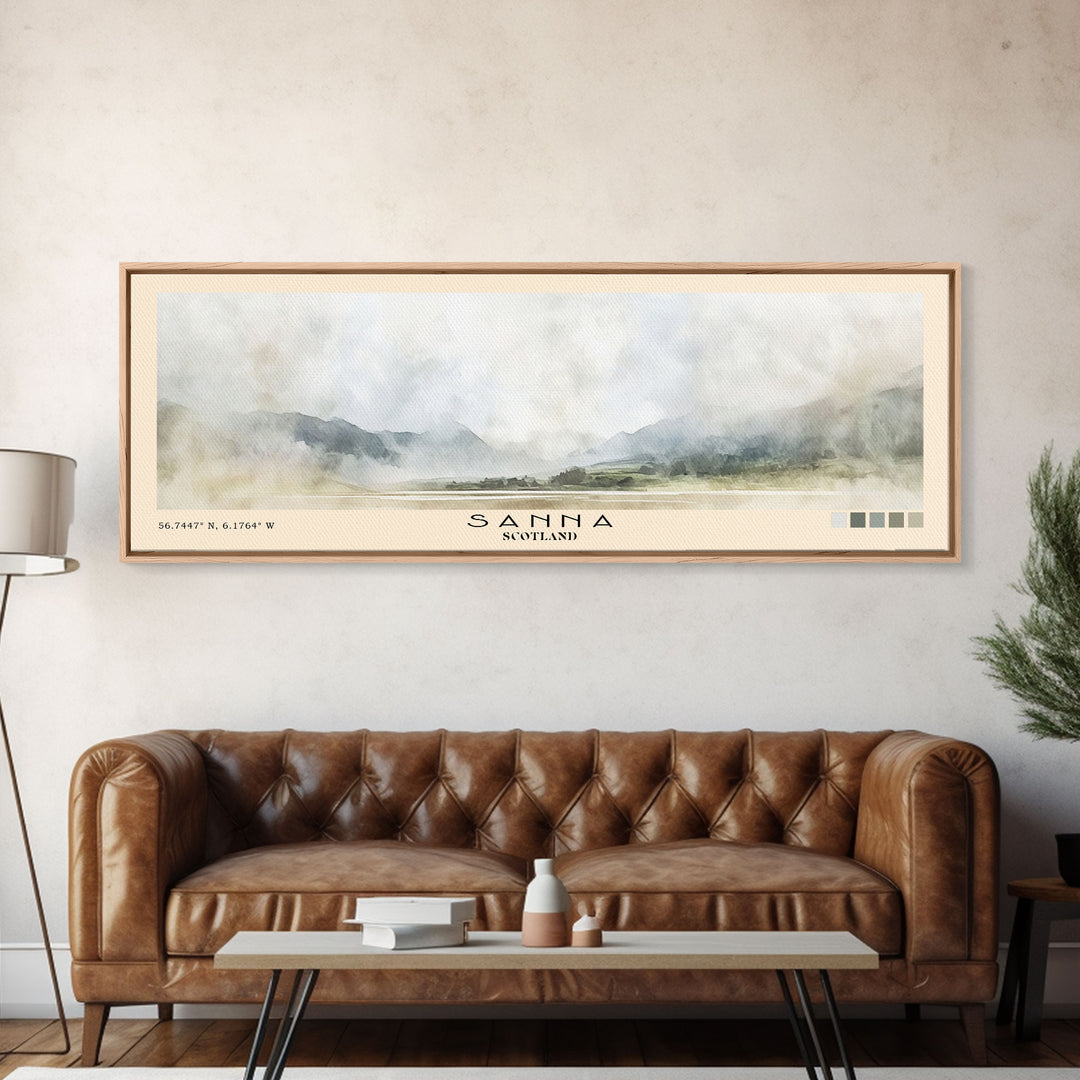 Sanna, Scotland Watercolor Print, Vacation Gift, Scotland Wall Art, Beach Painting, Beach Decor, Large Wall Art, Wood Frame Art