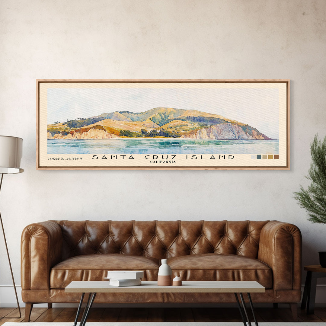 Santa Cruz Island, California Watercolor Print, Vacation Gift, California Wall Art, Beach Painting, Beach Decor, Beach Or Lakehouse Art