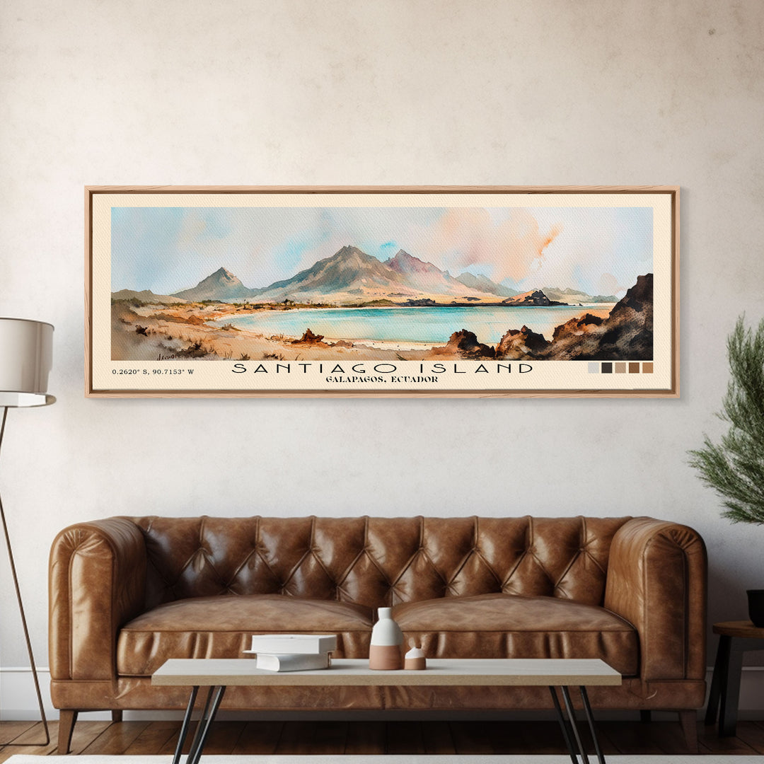 Santiago Island, Galapagos, Ecuador Watercolor Print, Vacation Gift, Galapagos, Ecuador Wall Art, Beach Painting, Beach Decor, Beach Or Lakehouse Art