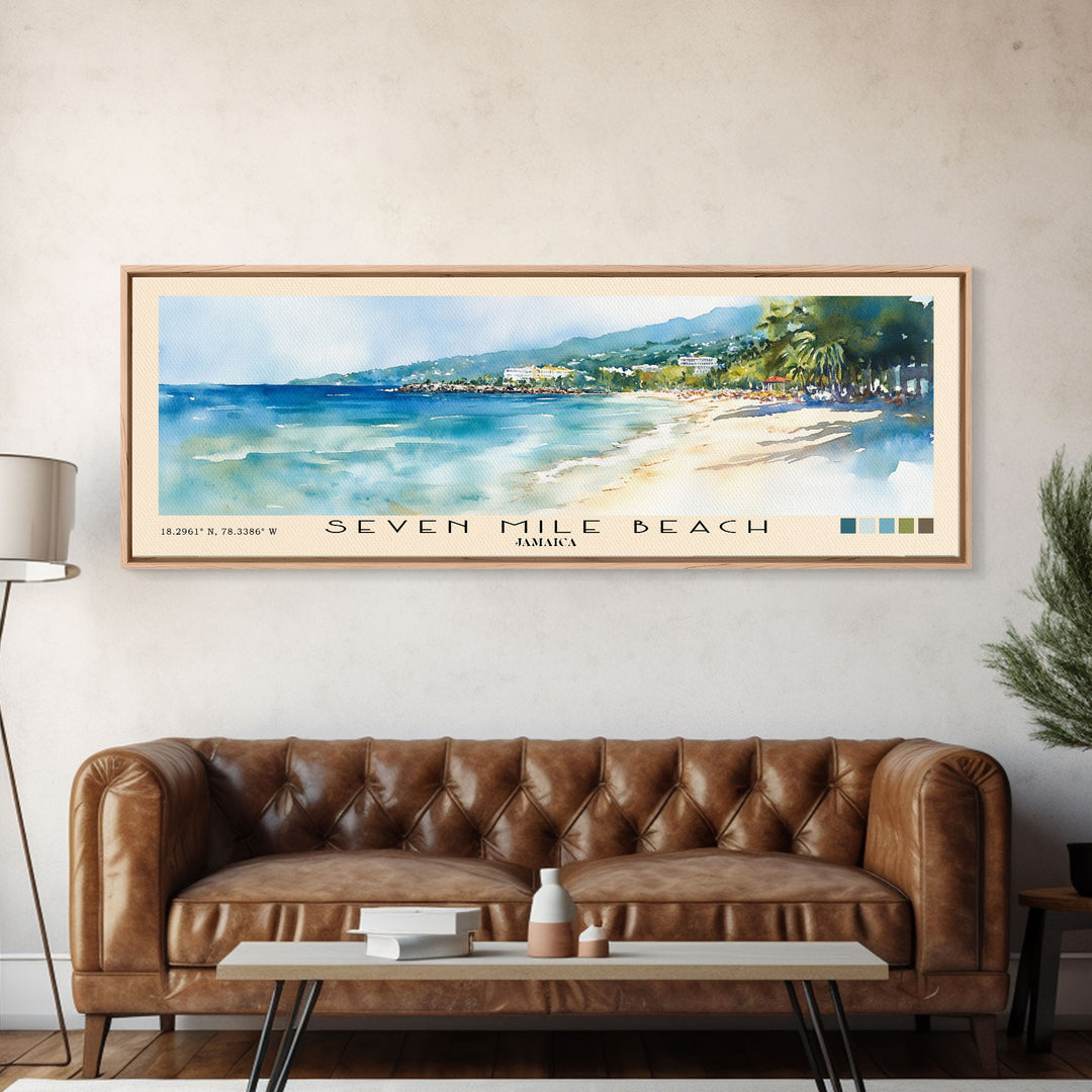 Seven Mile Beach, Jamaica Watercolor Print, Vacation Gift, Jamaica Wall Art, Vacation Wall Art, Vacatation Memories, Beach Decor, Beach Or Lakehouse Art