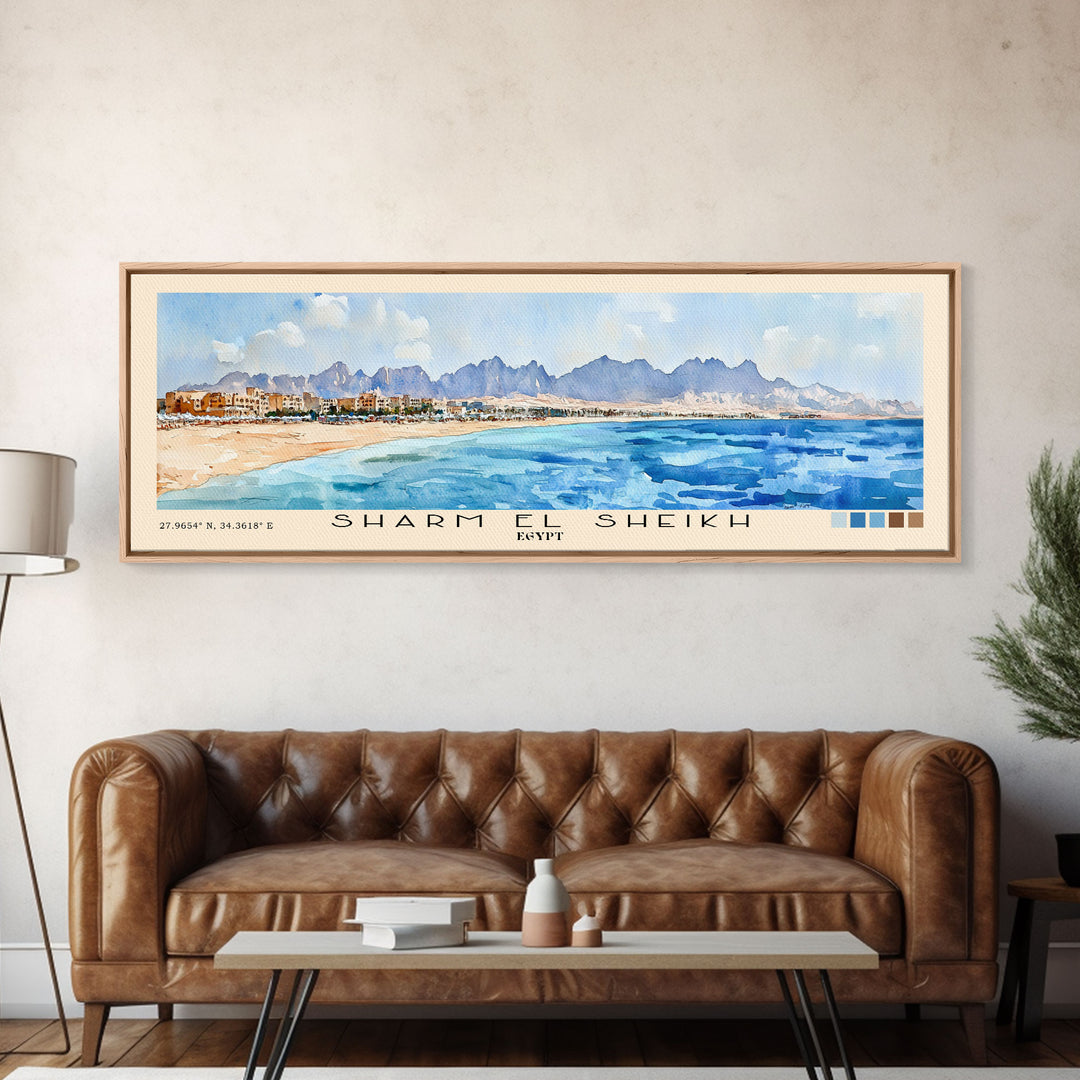 Sharm El Sheikh, Egypt Watercolor Beach Print, Vacation Gift, Egypt Wall Art, Beach Painting, Beach Decor, Beach Painting
