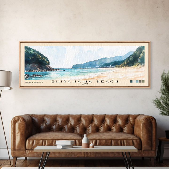 Shirahama Beach, Japan Watercolor Print, Vacation Gift, Japan Wall Art, Beach Painting, Beach Decor, Beach Or Lakehouse Art