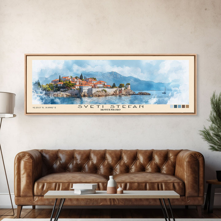 Sveti Stefan, Montenegro Watercolor Print, Vacation Gift, Montenegro Wall Art, Vacation Wall Art, Vacatation Memories, Beach Decor, Beach Or Lakehouse Art