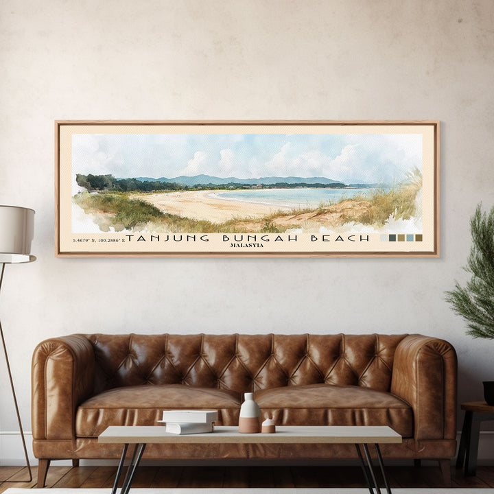 Tanjung Bungah Beach, Malasyia Watercolor Print, Vacation Gift, Malasyia Wall Art, Beach Painting, Beach Decor, Beach Or Lakehouse Art