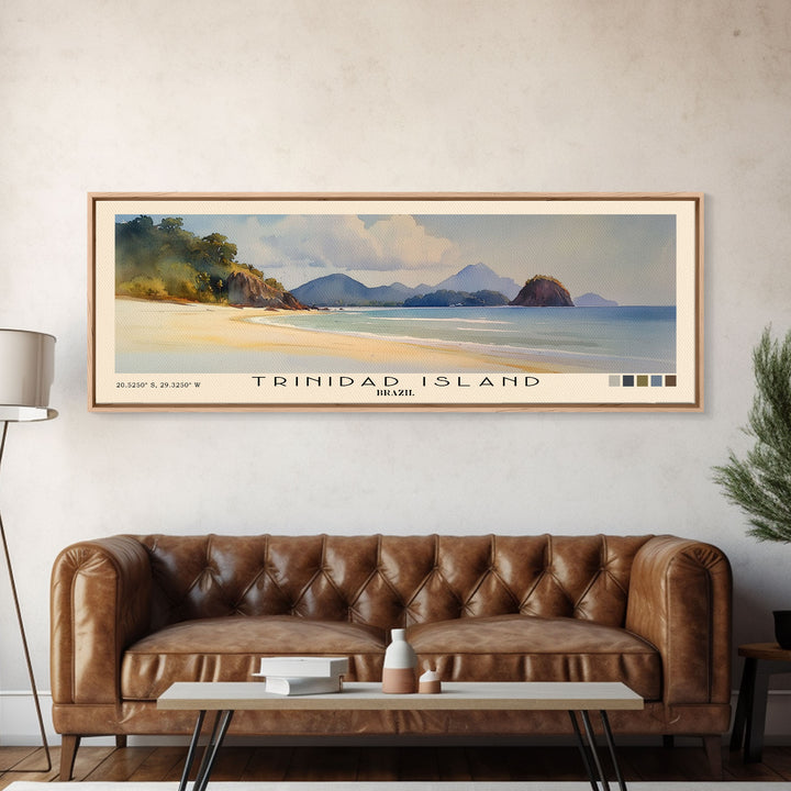 Trinidad Island, Brazil Watercolor Print, Vacation Gift, Brazil Wall Art, Beach Painting, Beach Decor, Large Wall Art, Wood Frame Art