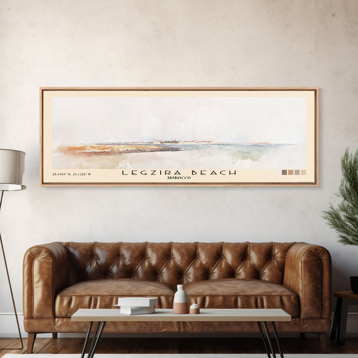 Legzira Beach, Morocco Watercolor Beach Print, Vacation Gift, Morocco Wall Art, Framed Canvas Print, Framed Beach Painting